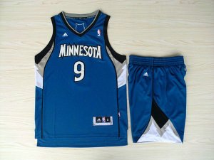 Maillot De Basket Minnesota Timberwolves Ricky Rubio 9 Tissus Sportif Fans Edition Bleu Survetement